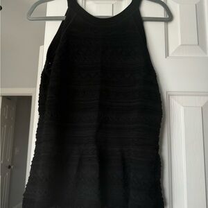 White House Black Market Black Ribbed Halter Cocktail Top